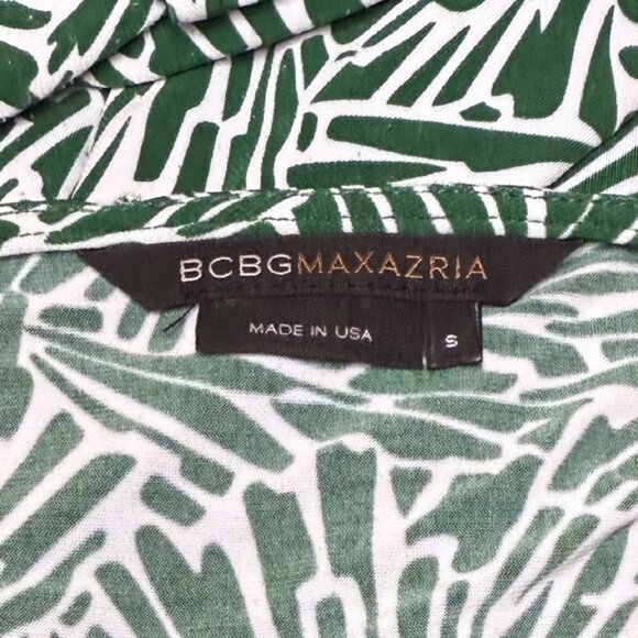 BCBGMaxAzria Green + White Floral True Wrap Dress Size Small - Picture 4 of 7